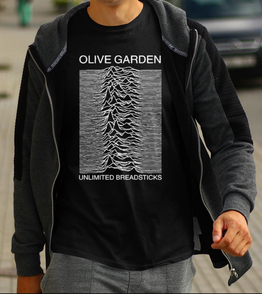 Olive Garden Unlimited Breadsticks Graphics Fakehandshake Joy Division Unknown Pleasures Lines T-Shirt