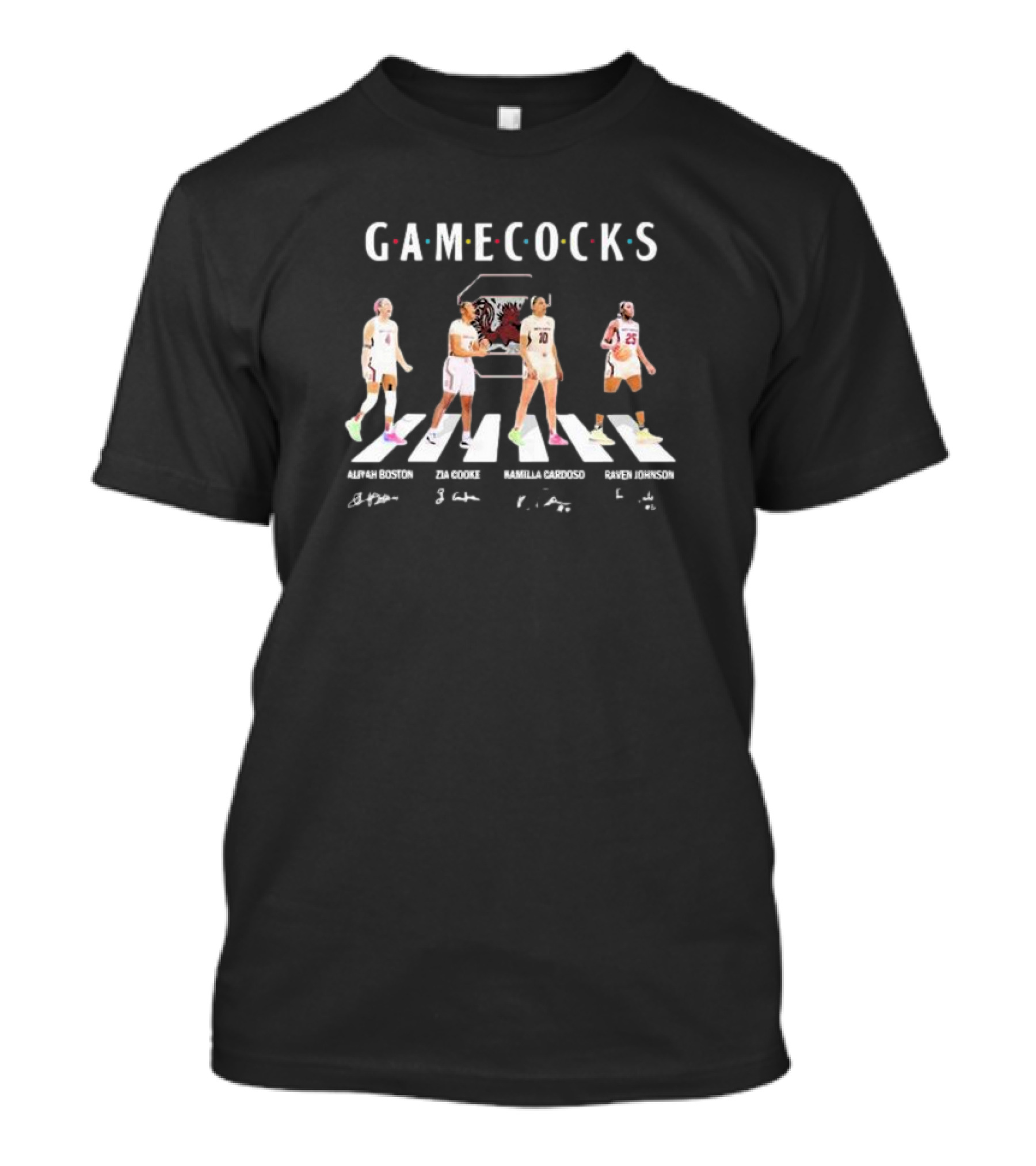 Gamecocks Aliyah Boston Zia Cooke Kamilla Cardoso Raven Johnson Signatures Abbey Road Basketball T-Shirt