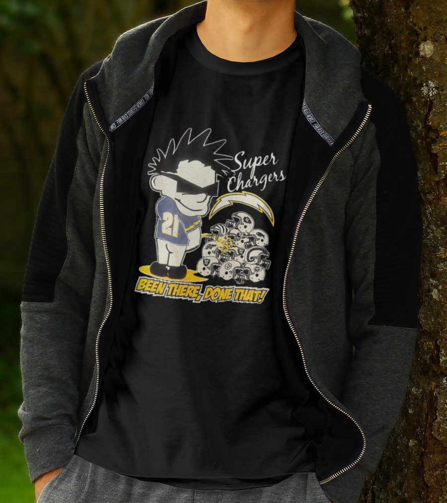 Los Angeles Chargers Super Chargers Been There Done That Vintage 21 Player Helmets T-Shirt