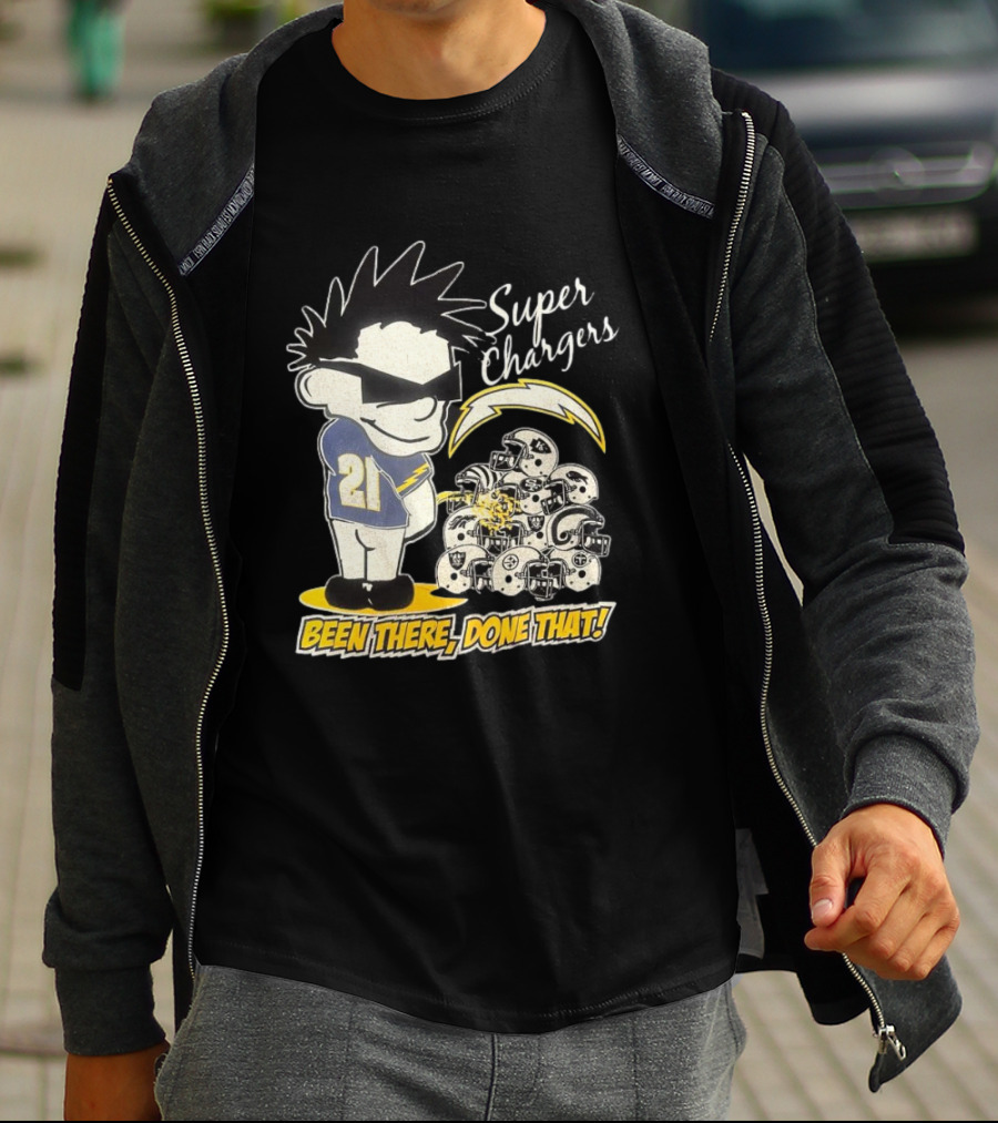Los Angeles Chargers Super Chargers Been There Done That Vintage 21 Player Helmets T-Shirt