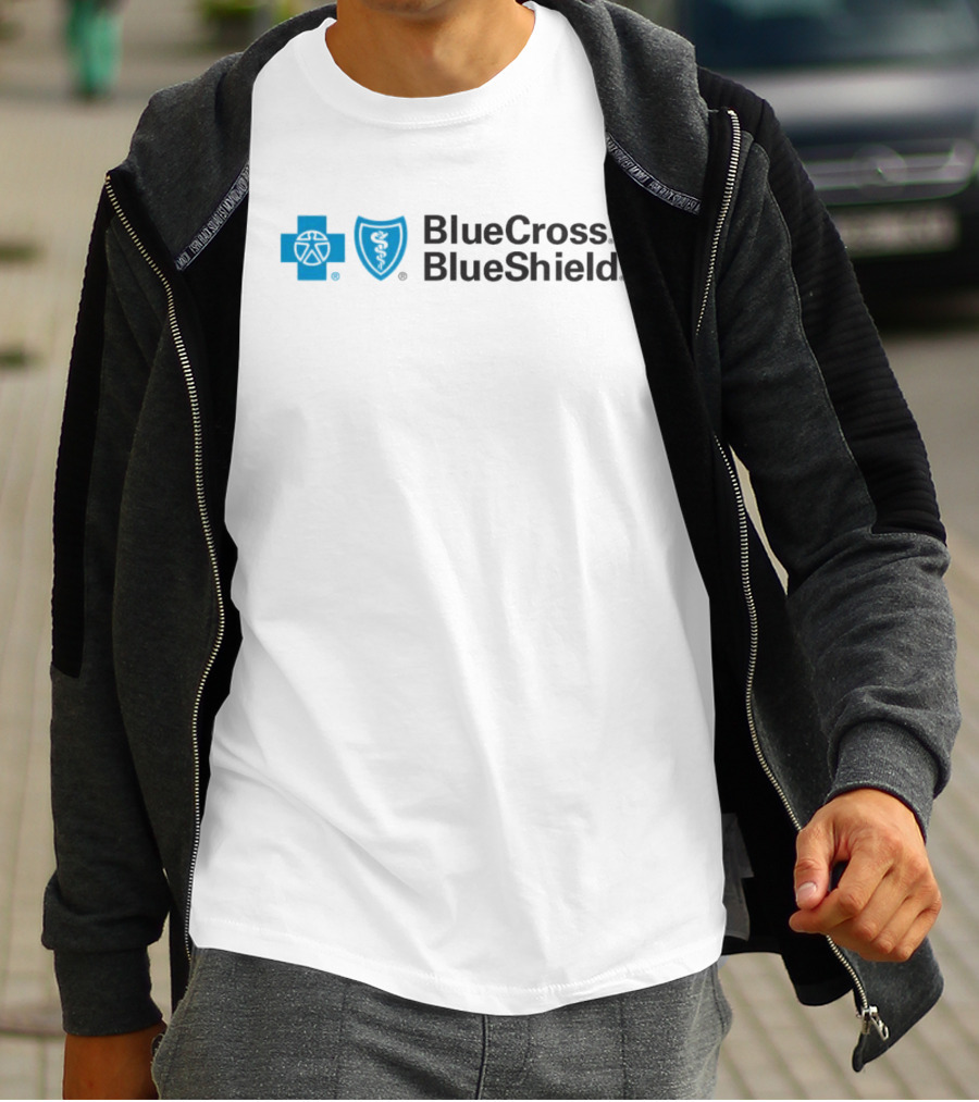 Blue Cross Blue Shield Logo With Connecticut New York Missouri Coverage T-Shirt