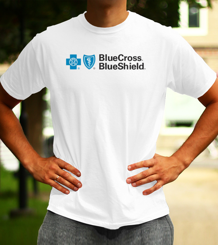 Blue Cross Blue Shield Logo With Connecticut New York Missouri Coverage T-Shirt