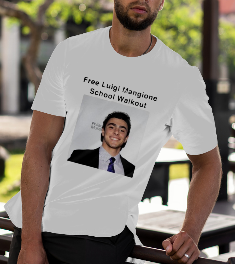 Free Luigi Mangione School Walkout Face Philadelphia Museum T-Shirt