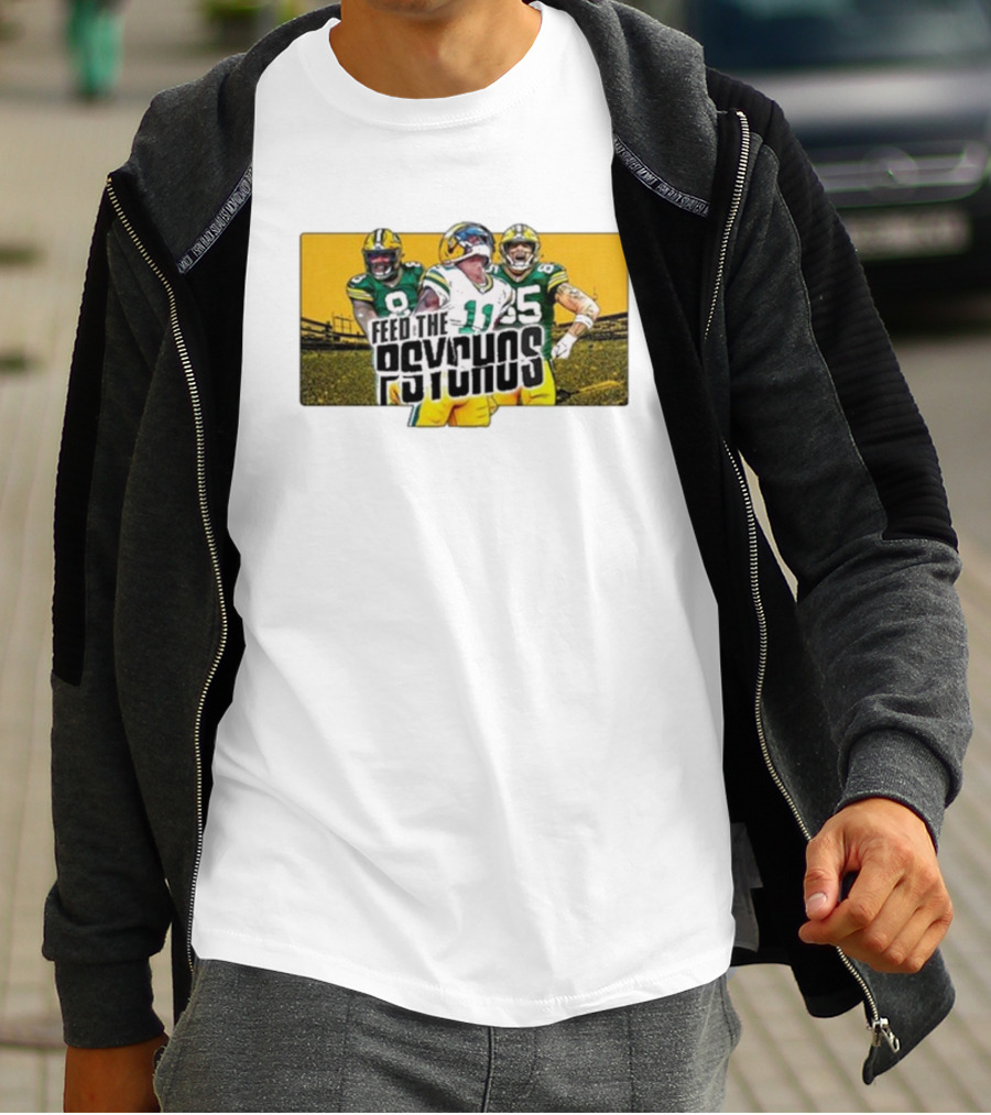 Green Bay Packers Feed The Psychos Football Fans Packers Stadium Scene T-Shirt