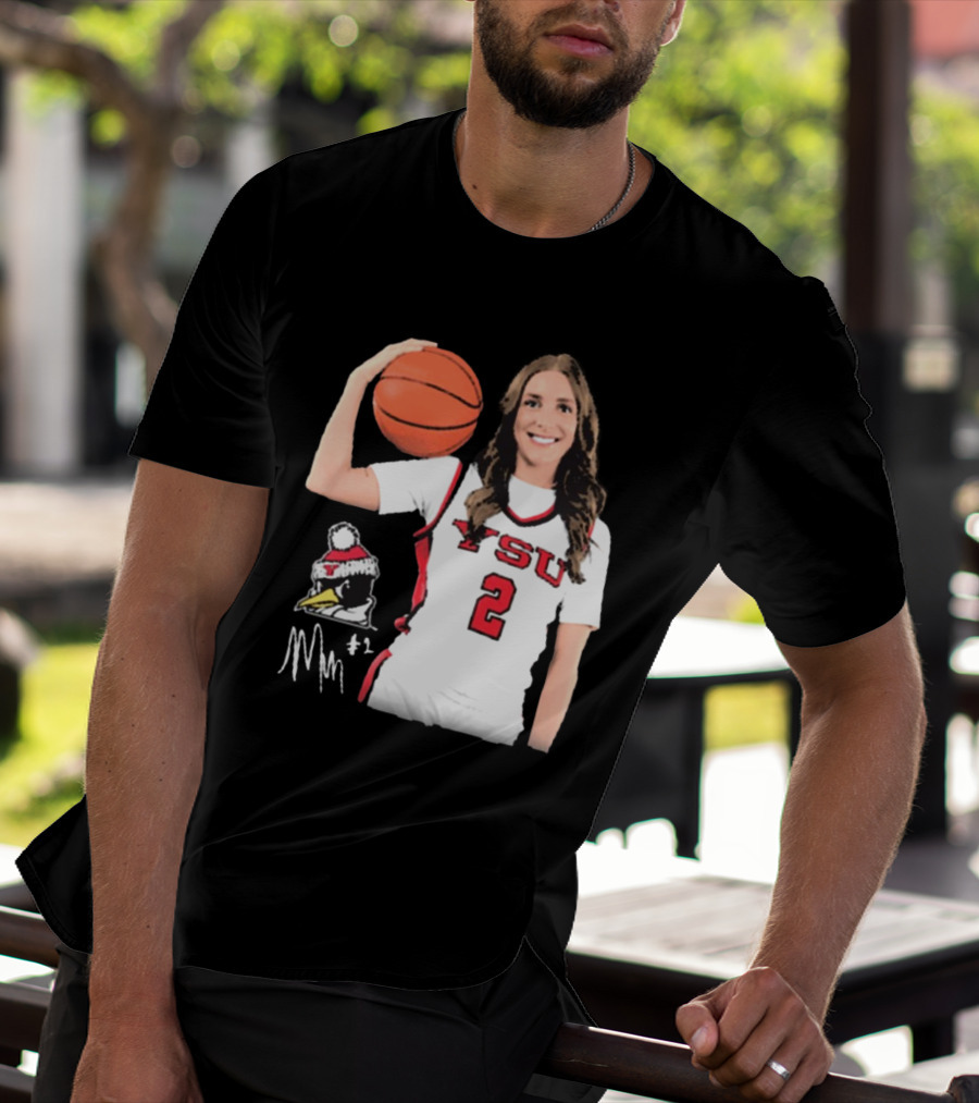 YSU Penguins Malia Magestro #2 Illustrated Signature Basketball Jersey T-Shirt