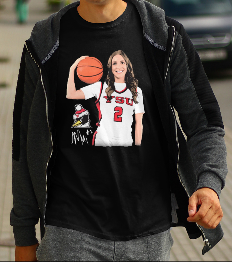 YSU Penguins Malia Magestro #2 Illustrated Signature Basketball Jersey T-Shirt