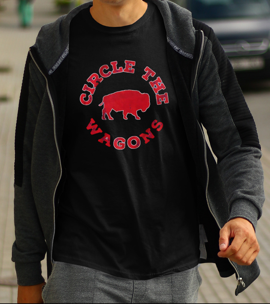 Buffalo Bills Circle The Wagons Red Bison T-Shirt