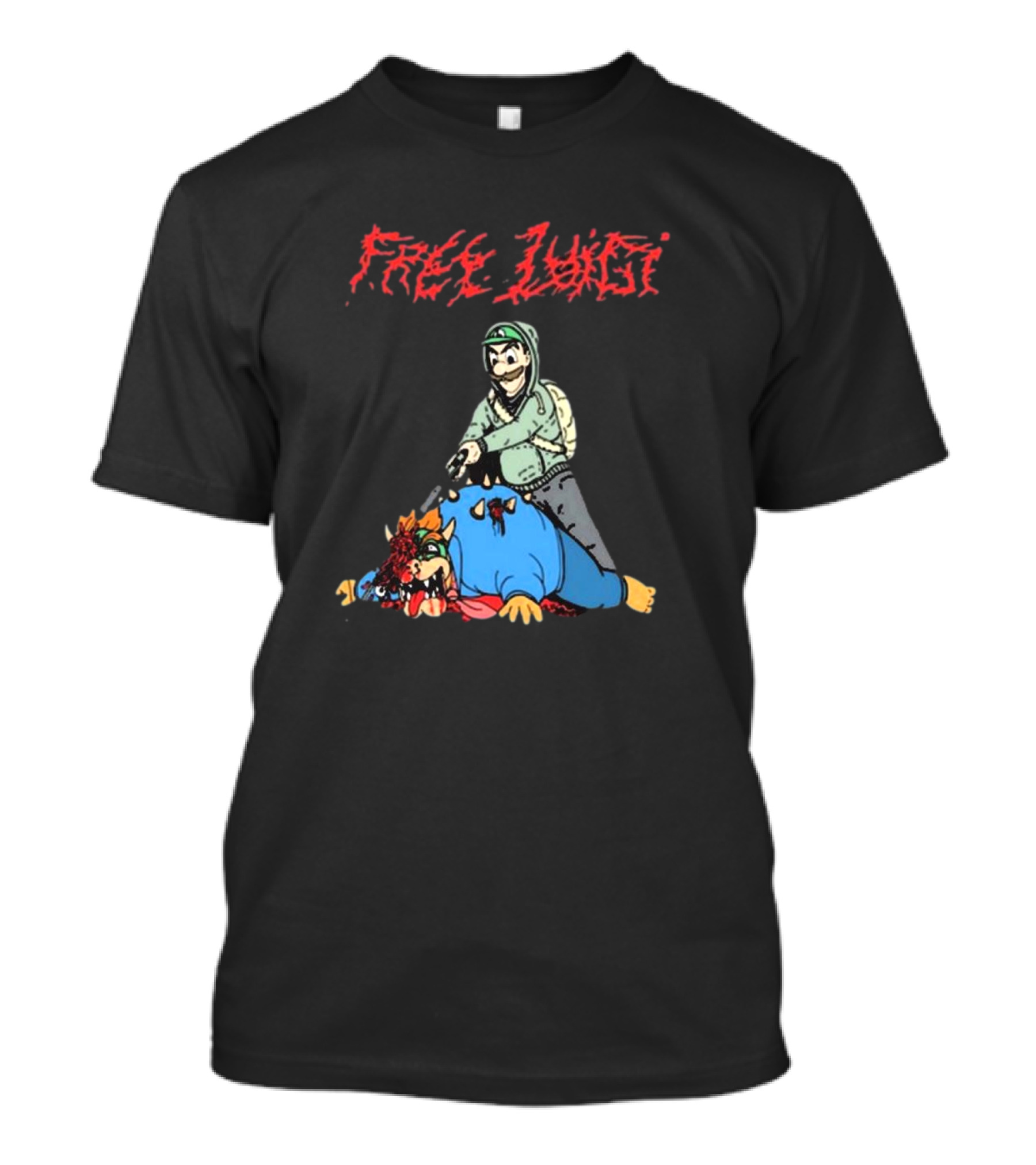 Free Luigi Grunge Style Art With Cartoon Character And Beast T-Shirt