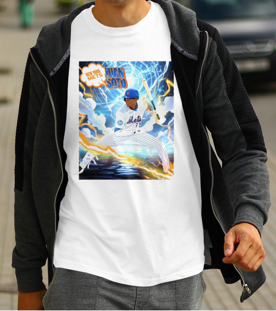 New York Mets Juan Soto Baseball Lightning Adventure T-Shirt