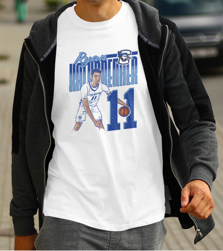 Ryan Kalkbrenner Creighton Bluejays Number 11 Cartoon Big East Conference T-Shirt