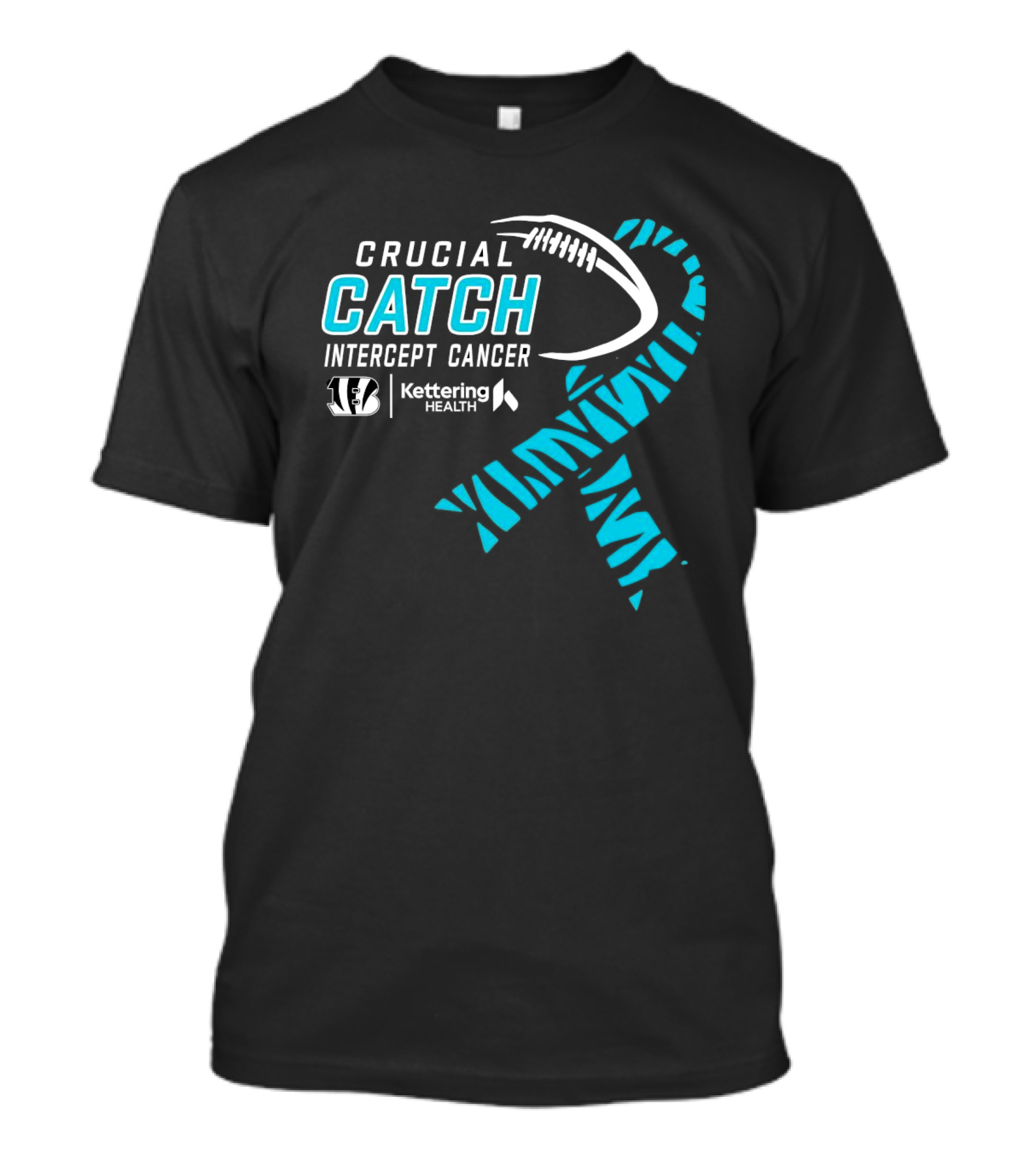 Crucial Catch Intercept Cancer Cincinnati Bengals Kettering Health Cyan T-Shirt