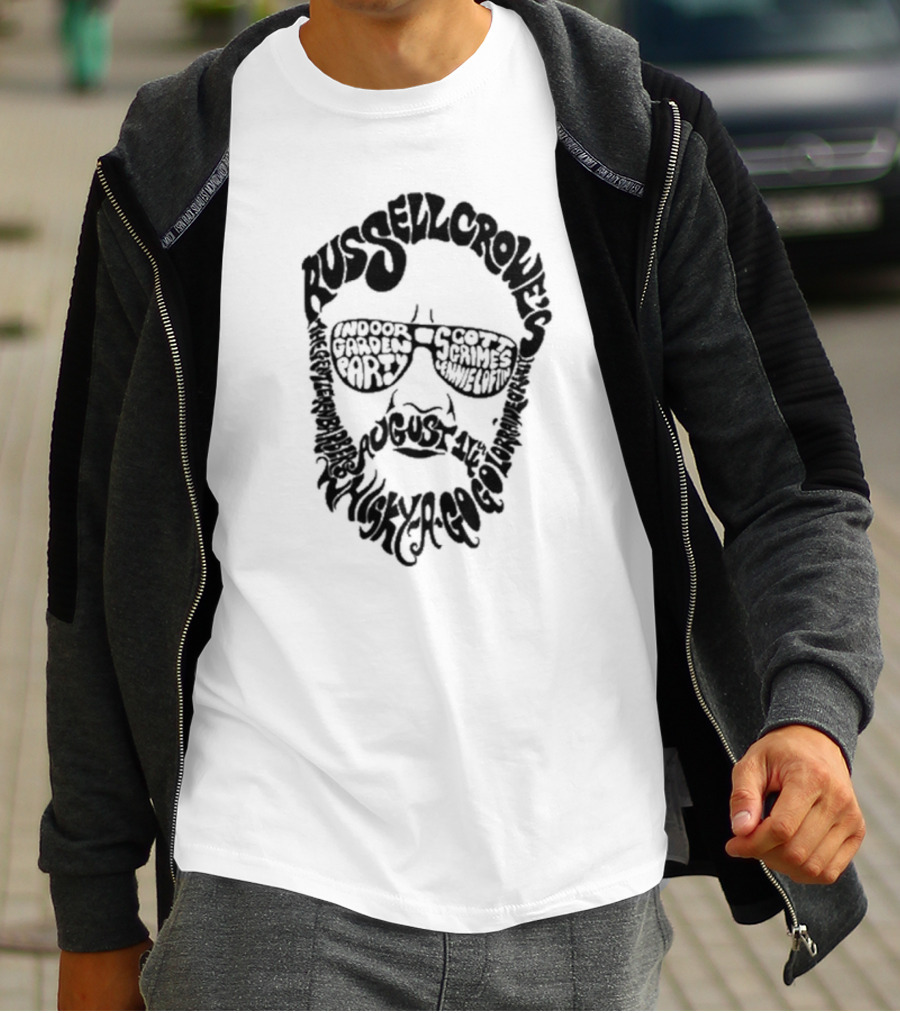 Russell Crowe's Indoor Garden Party Whisky A Go Go August 4 By Scott Grimes And Jamie Ryan With Gareth Blayney T-Shirt