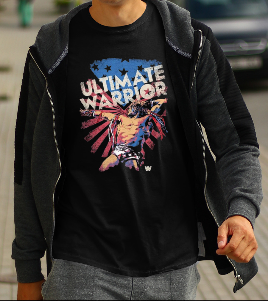 ULTIMATE WARRIOR American Flag Stars Stripes Wrestler T-Shirt