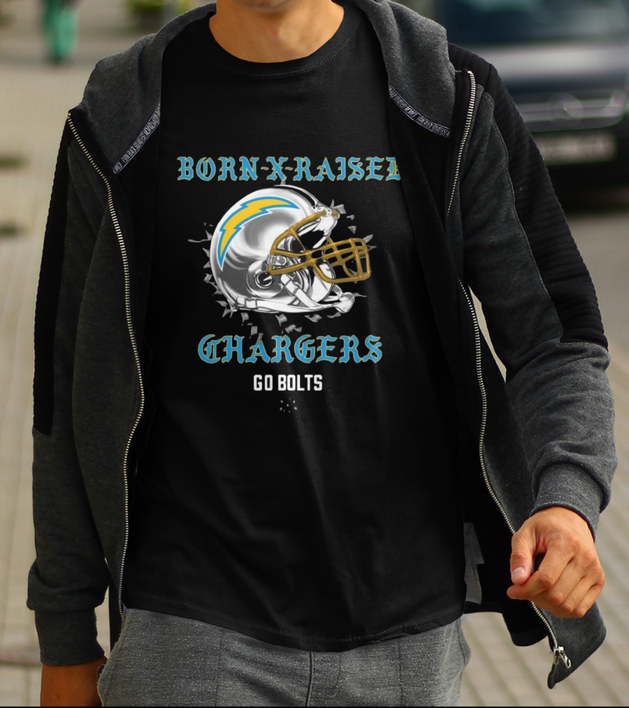 Born X Raised Chargers Helmet Go Bolts T-Shirt