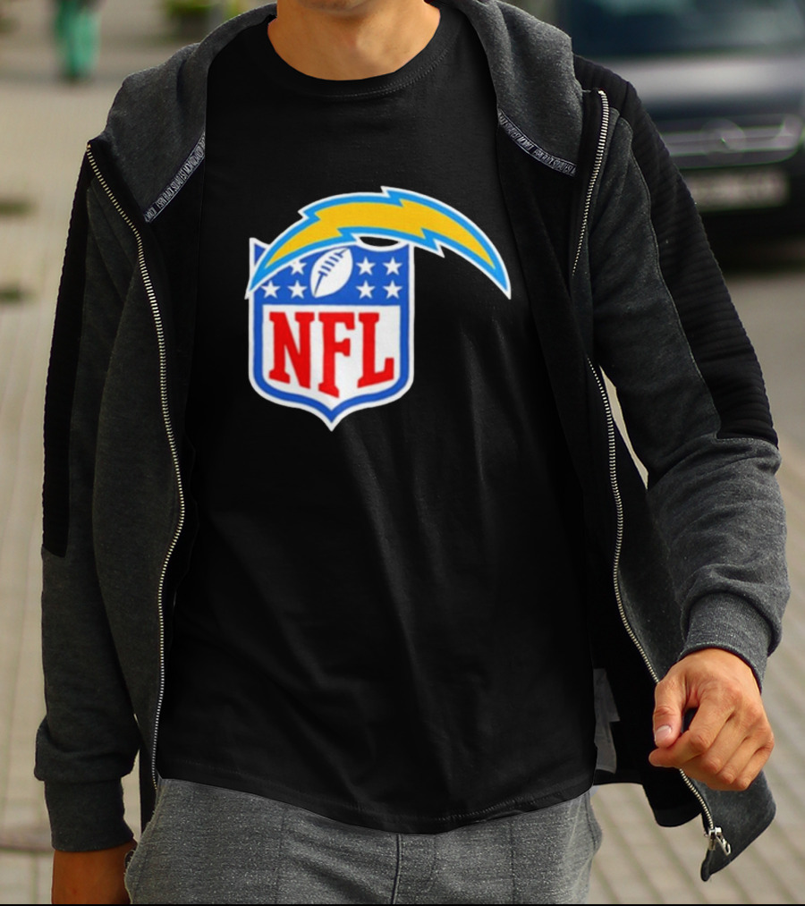 Los Angeles Chargers NFL Lightning Bolt Shield Emblem T-Shirt