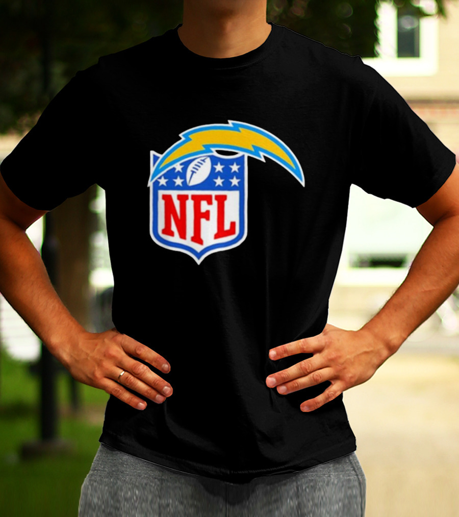 Los Angeles Chargers NFL Lightning Bolt Shield Emblem T-Shirt