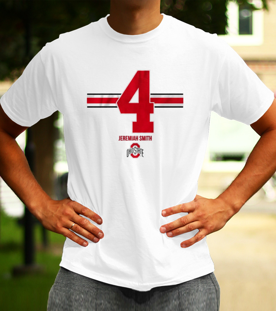 Ohio State Football Jeremiah Smith 4 Jersey Logo Stripes T-Shirt