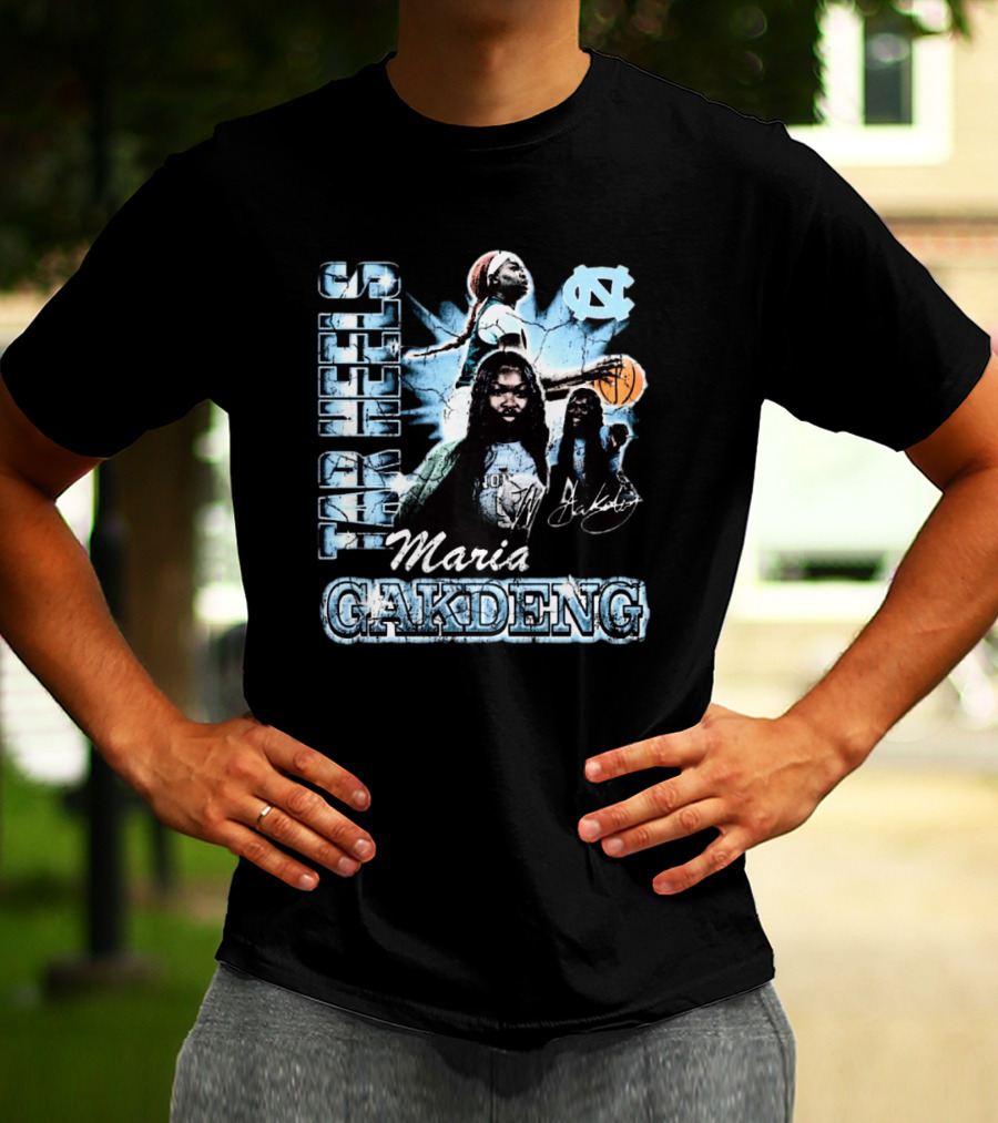 Maria Gakdeng North Carolina Tar Heels 90s Style Visage Basketball T-Shirt