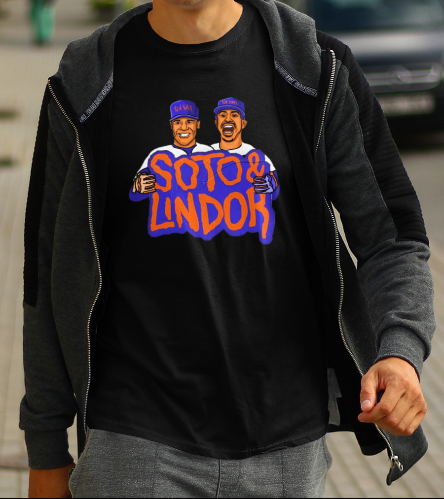 Soto And Lindor New York Mets MLB Caricatures T-Shirt