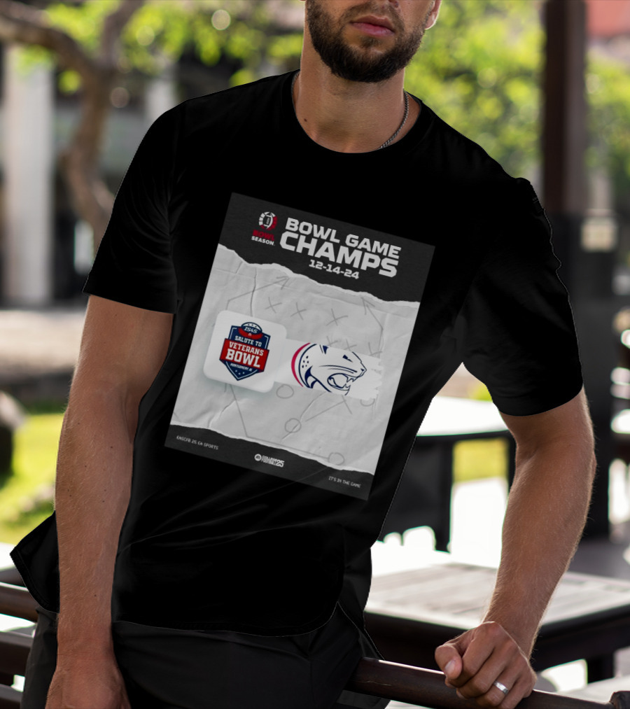 Bowl Game Champs 12-14-24 Salute To Veterans Bowl Season South Alabama Jaguars T-Shirt