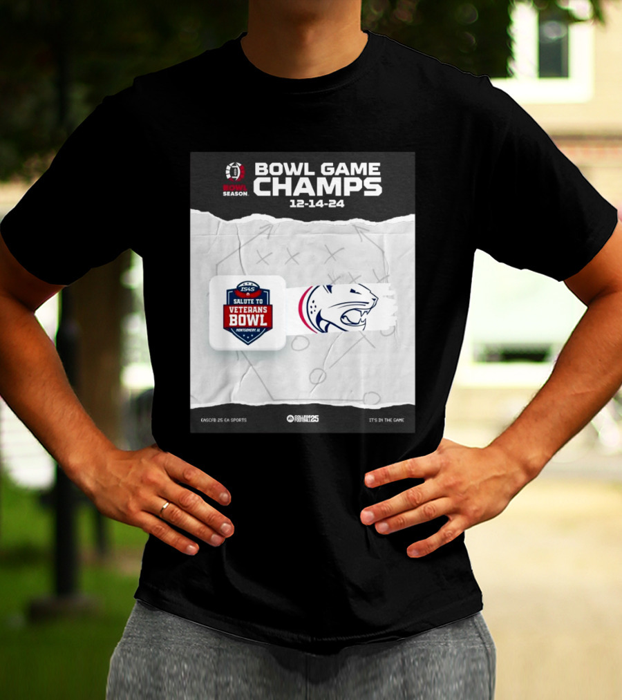 Bowl Game Champs 12-14-24 Salute To Veterans Bowl Season South Alabama Jaguars T-Shirt