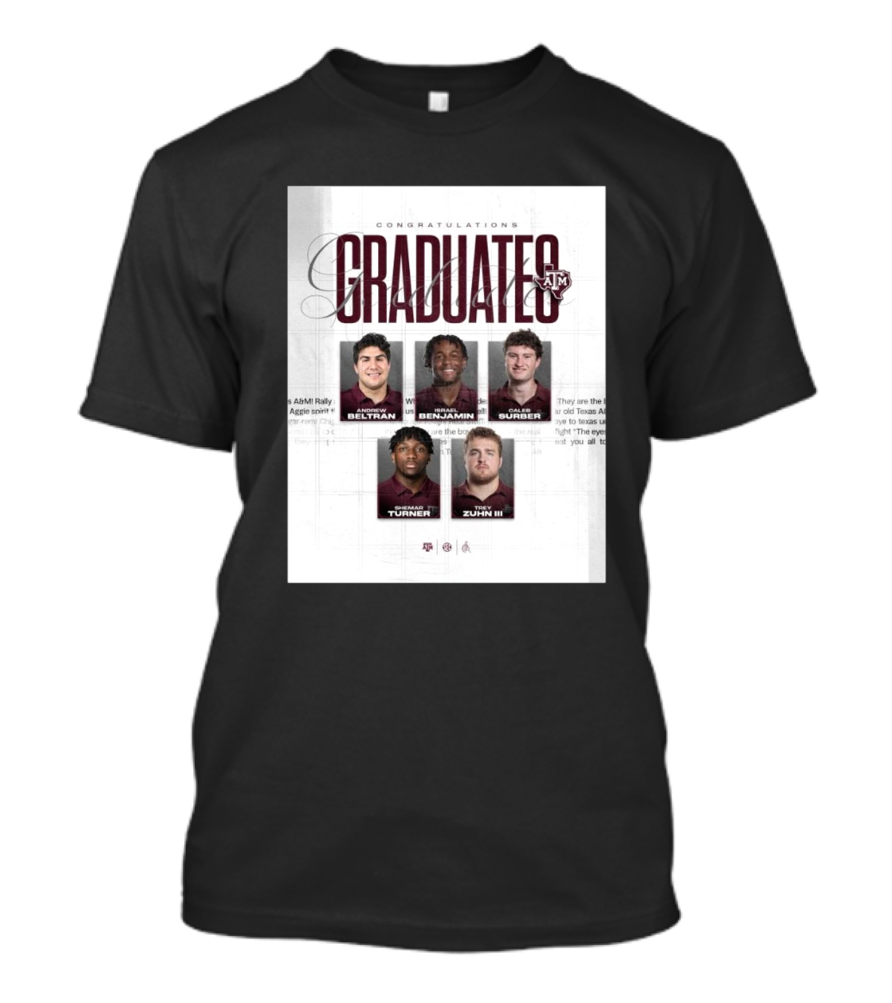 Congratulations Texas A&M Aggies Graduates Beltran Benjamin Surber Turner Zuhn III T-Shirt