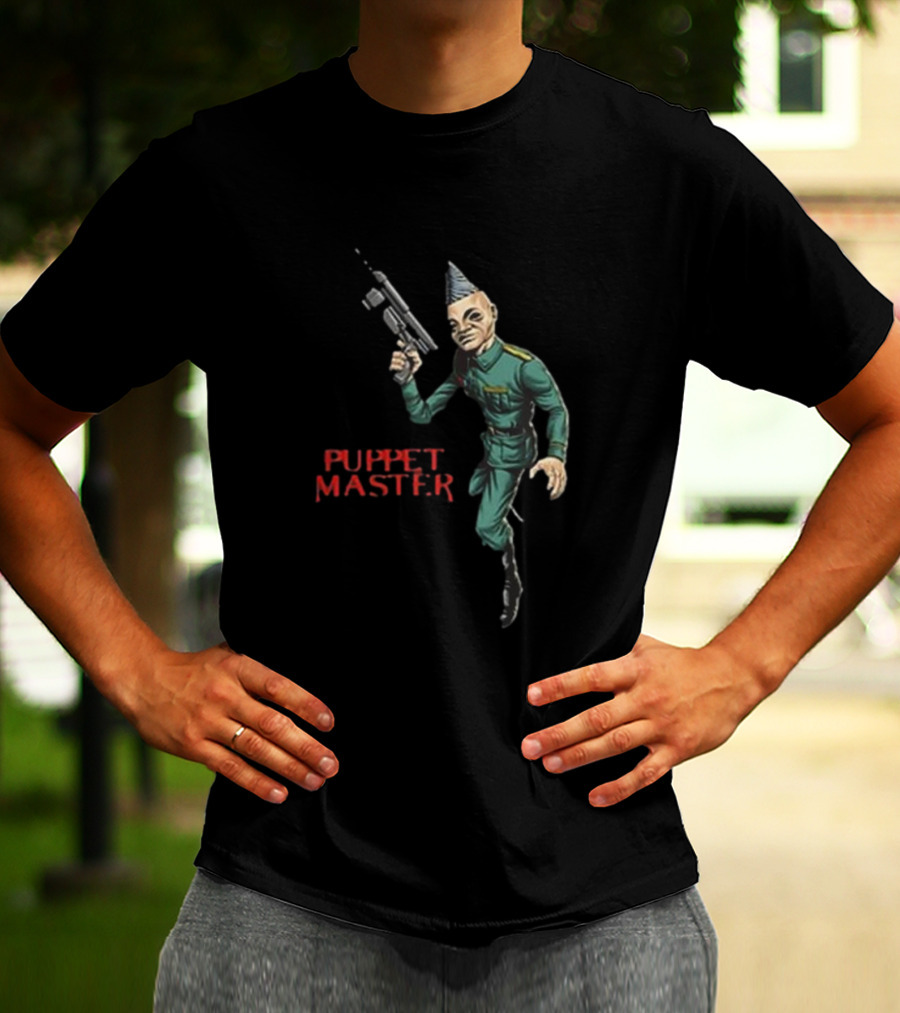 Bull Airs Puppet Master Character With Gun T-Shirt
