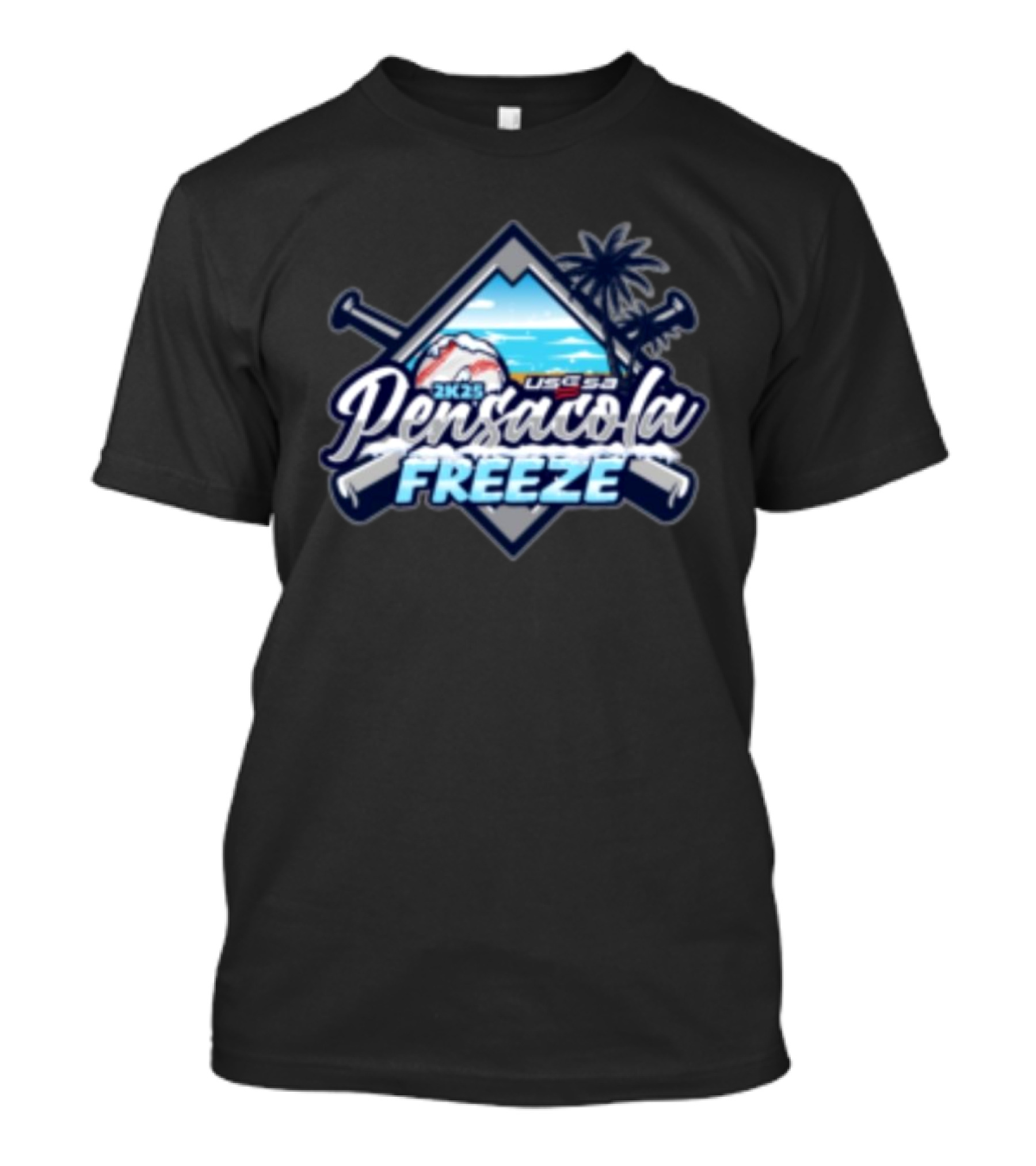Pensacola Freeze 2K25 USSSA Feb 15-16 Snowy Baseball Mountain Palm Tree Event T-Shirt