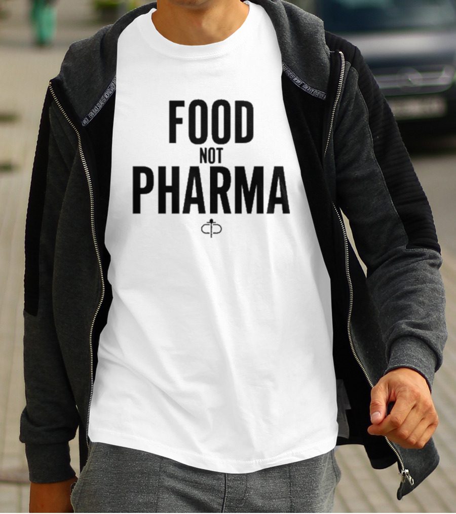 Food Not Pharma Text Icon Featuring Ian Carroll T-Shirt