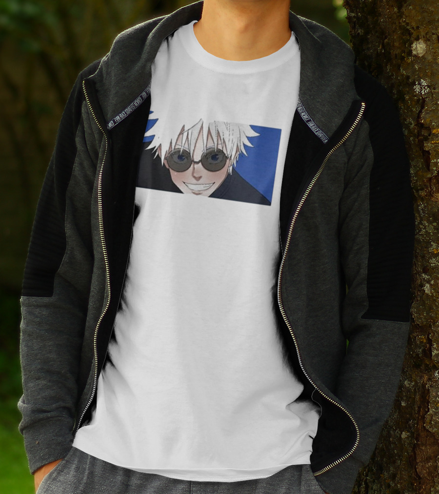Young Gojo Anime Manga Character Blue Background T-Shirt