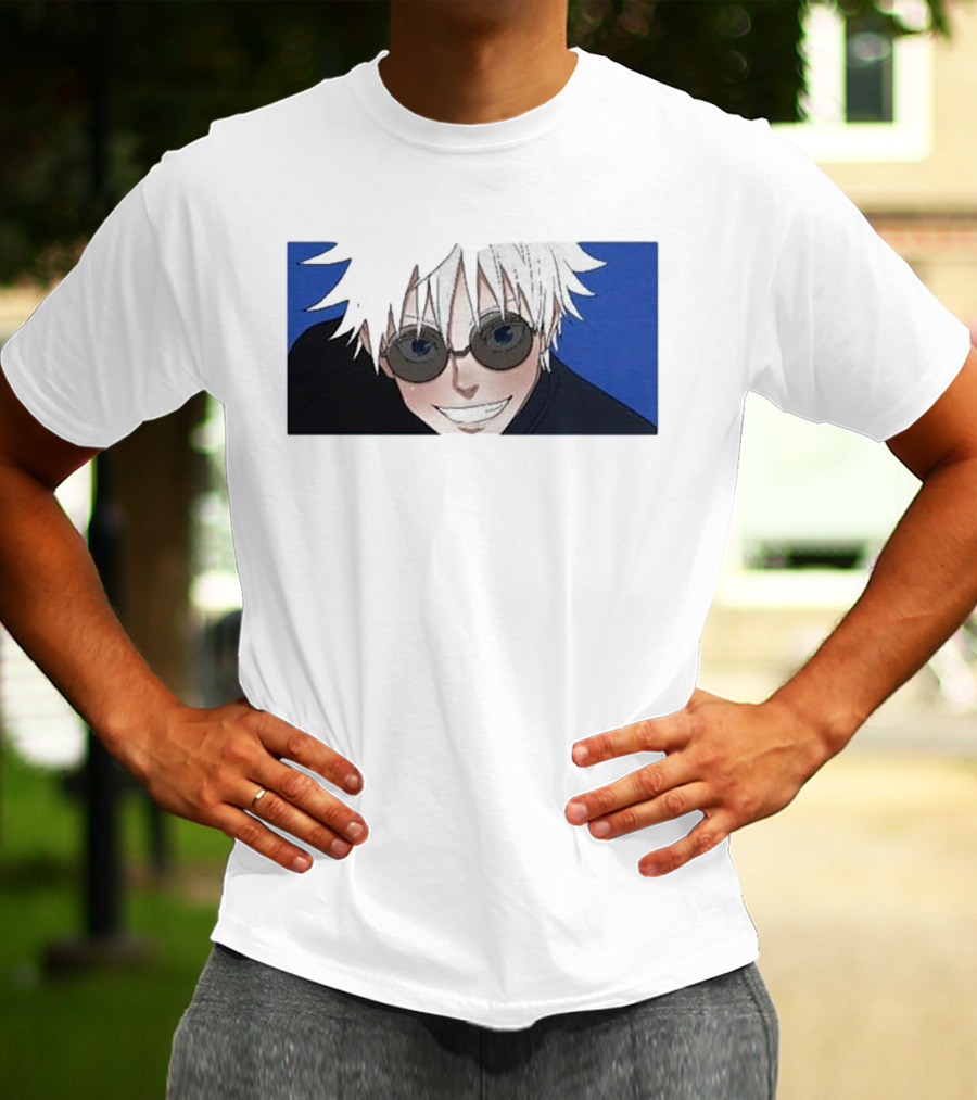 Young Gojo Anime Manga Character Blue Background T-Shirt