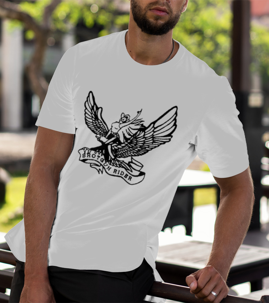 Shotgun Rider Eagle Motorcyclist Banner T-Shirt