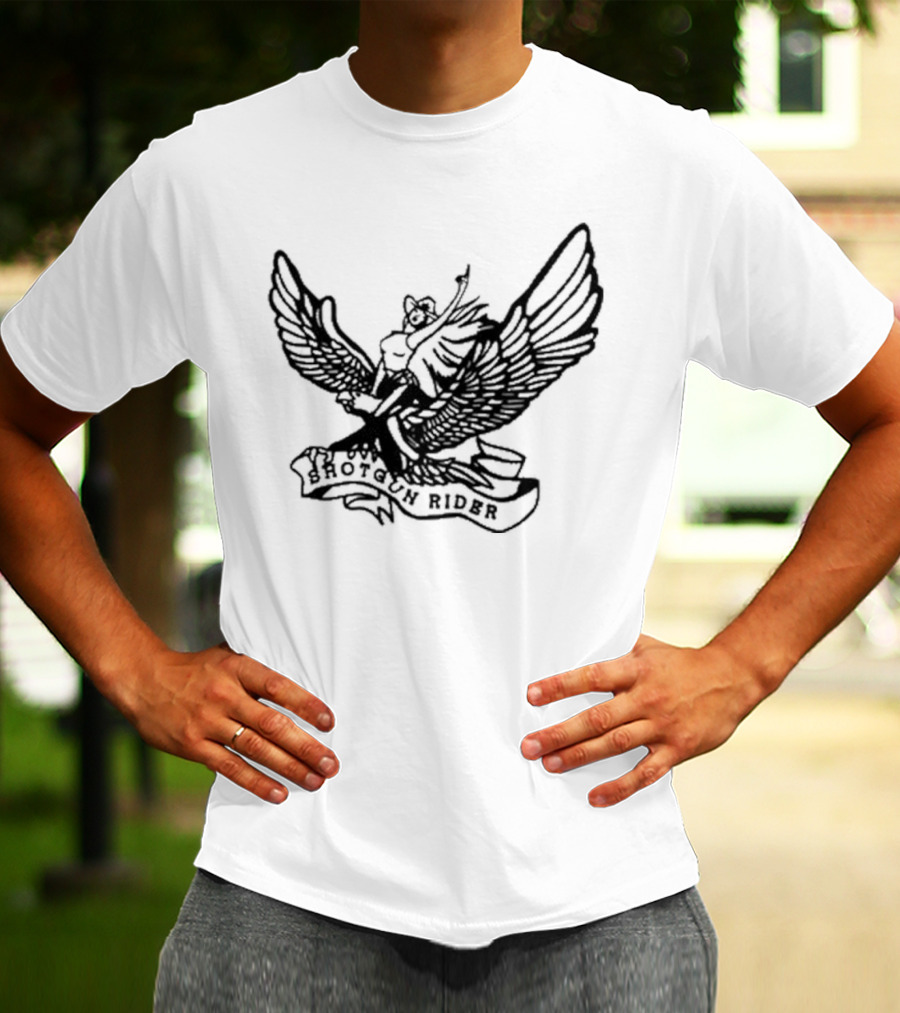 Shotgun Rider Eagle Motorcyclist Banner T-Shirt