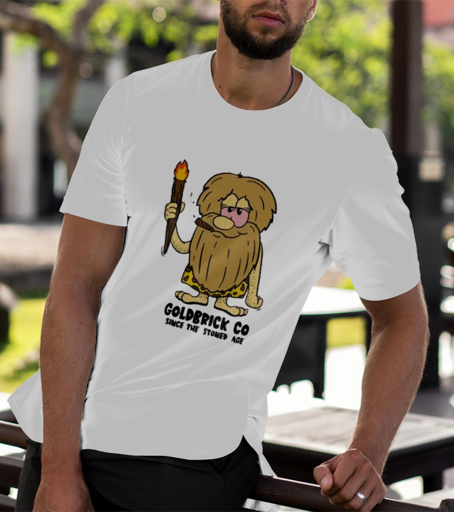 Goldbrick Co Since The Stoned Age Caveman With Torch And Cigar T-Shirt