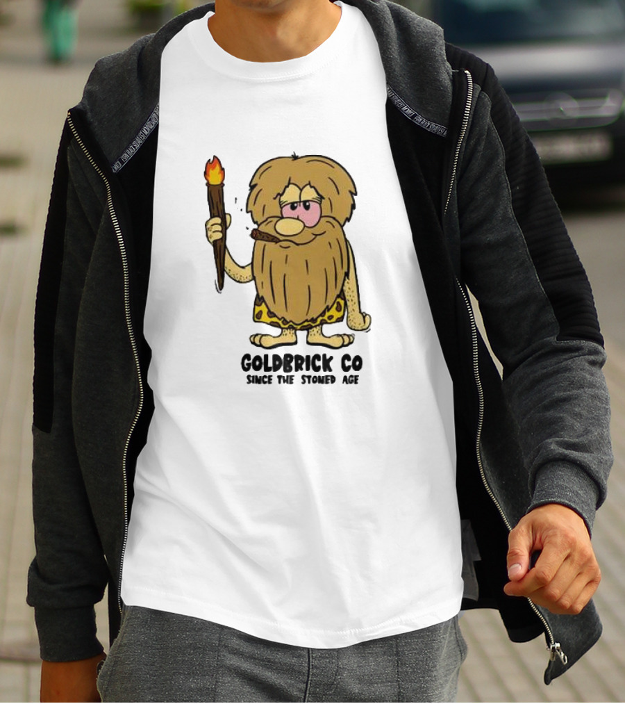 Goldbrick Co Since The Stoned Age Caveman With Torch And Cigar T-Shirt