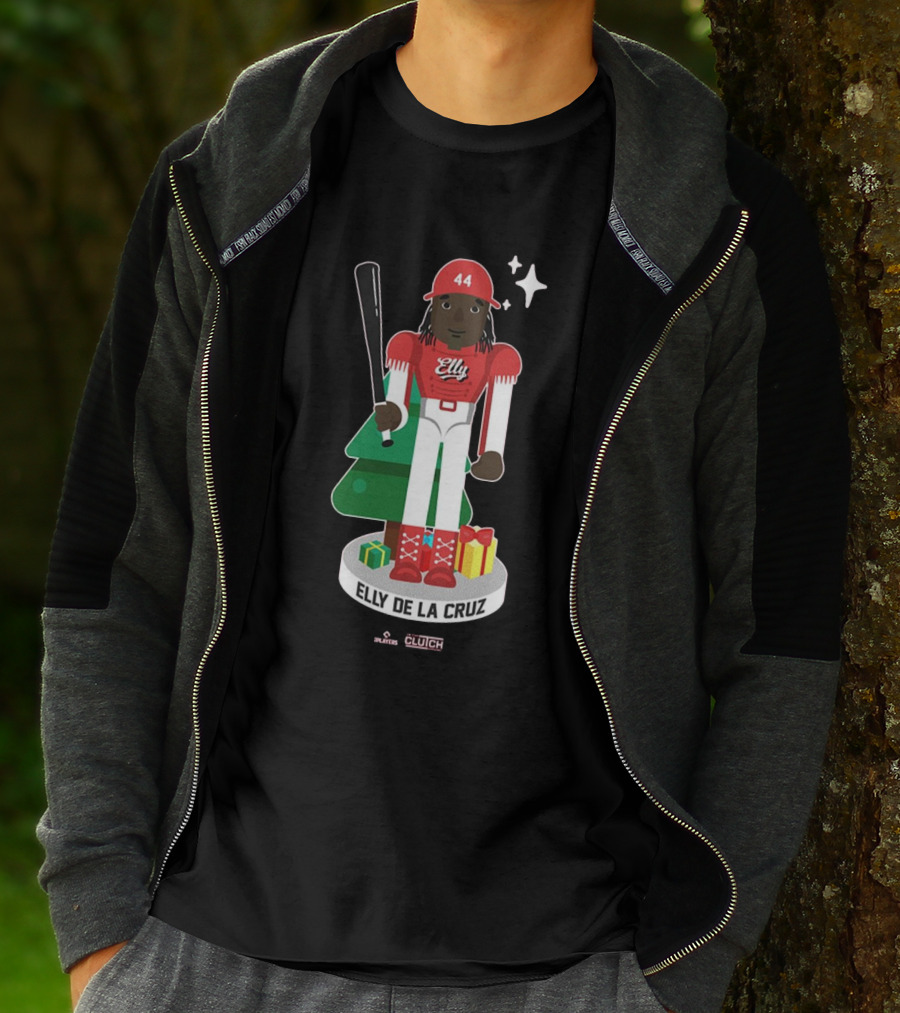 Elly De La Cruz MLBPA Nutcracker Cincinnati Reds MLB Christmas Festive Holiday Clutch Baseball Player Image T-Shirt