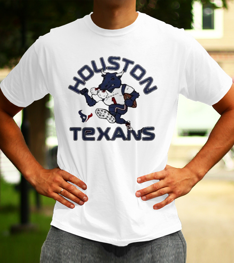 Houston Texans Toro Mascot Running Football T-Shirt