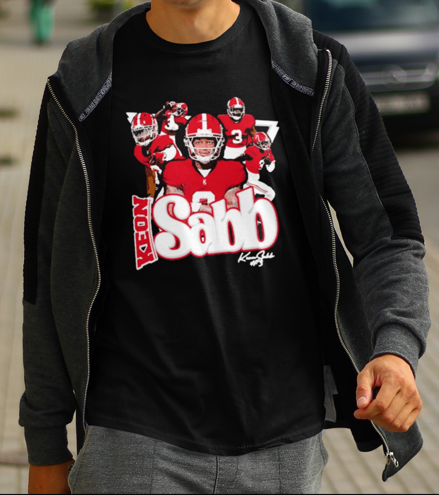 Keon Sabb 3 Alabama Crimson Tide Football Caricature Signature Crimson Jersey Players T-Shirt