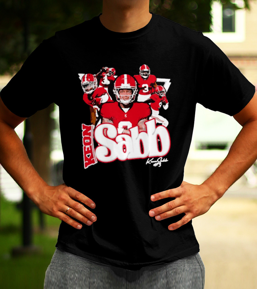 Keon Sabb 3 Alabama Crimson Tide Football Caricature Signature Crimson Jersey Players T-Shirt