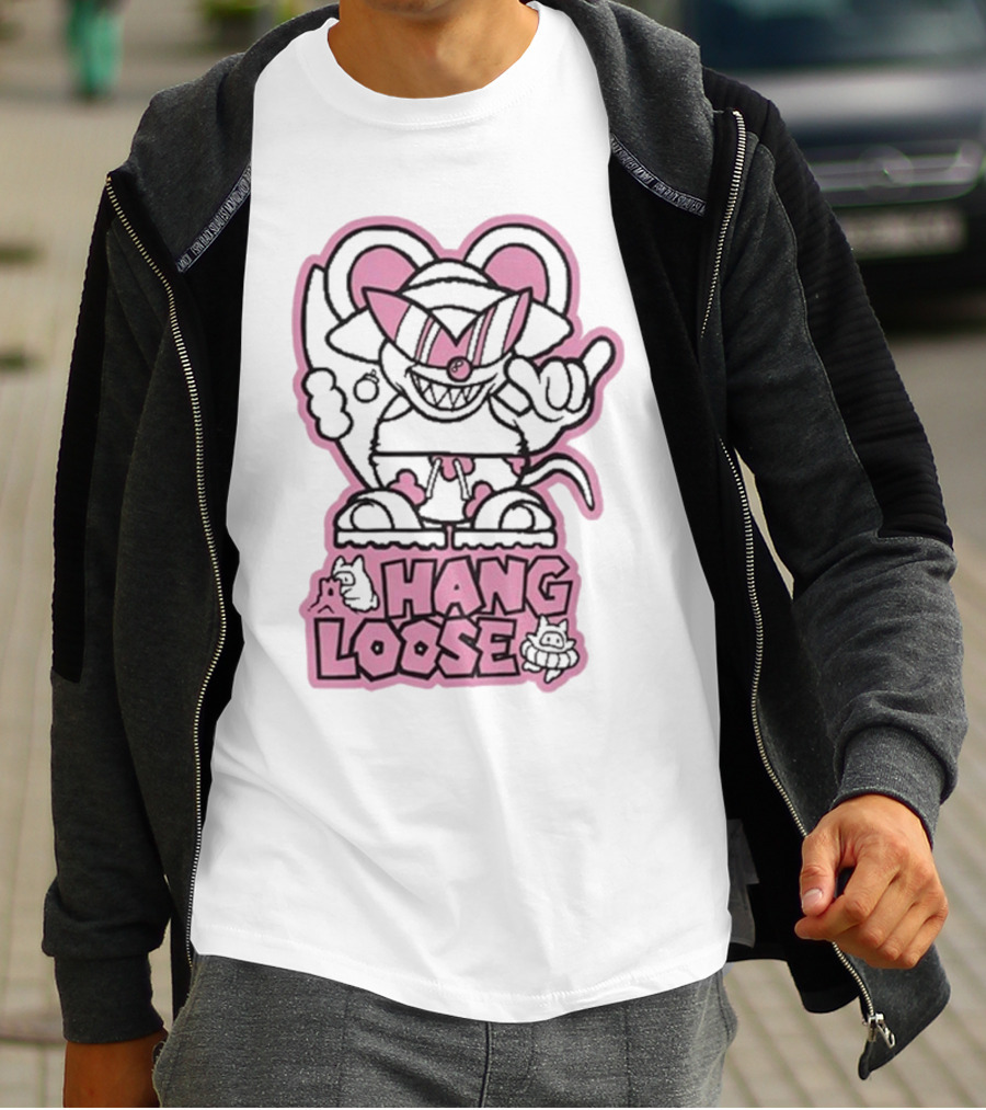 Hang Loose Mouse Art With Sunglasses And Surfboard T-Shirt