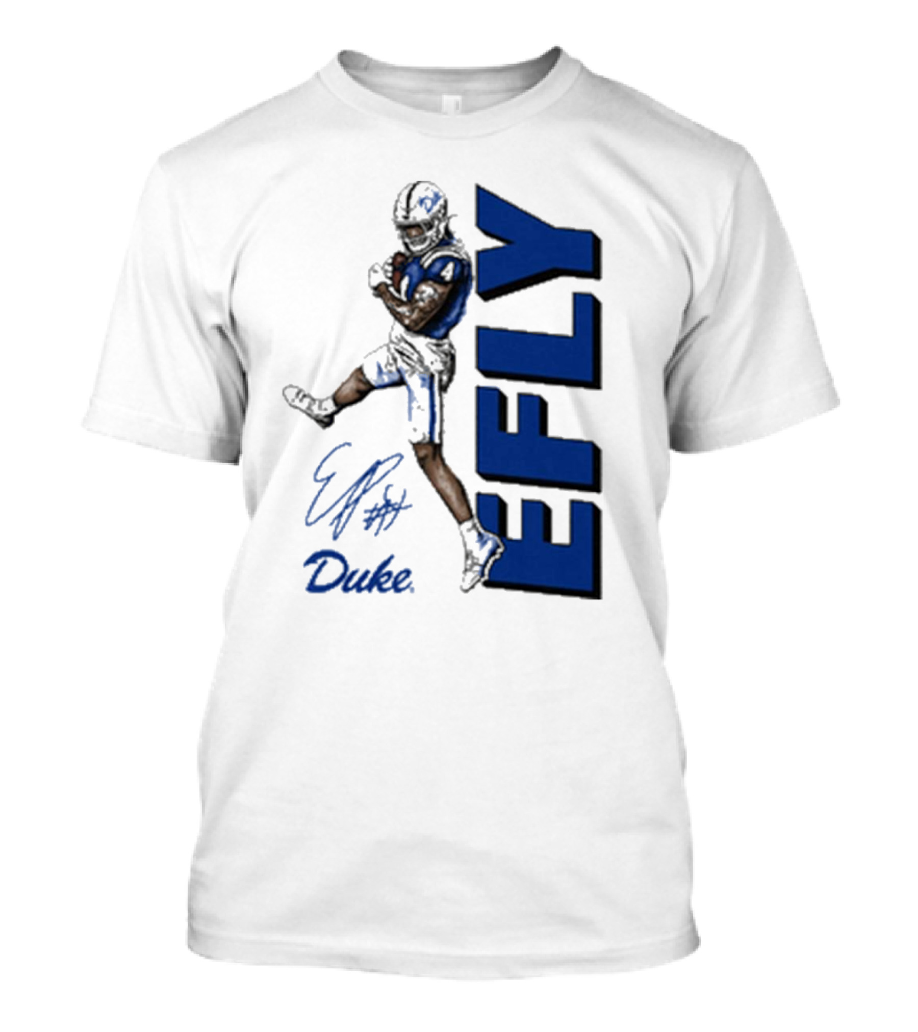 Eli Pancol #4 Duke Blue Devils EFLY Football Signature T-Shirt