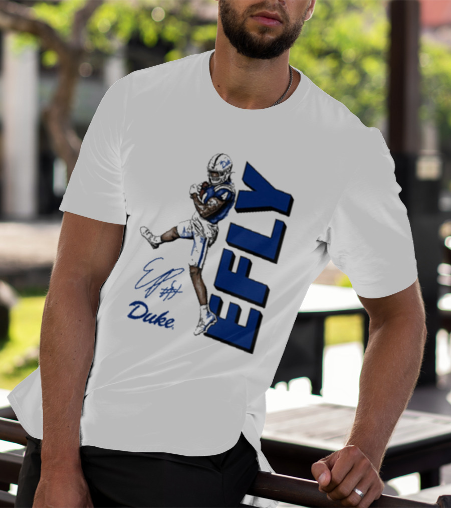 Eli Pancol #4 Duke Blue Devils EFLY Football Signature T-Shirt