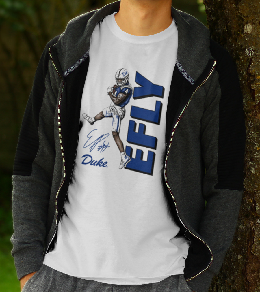 Eli Pancol #4 Duke Blue Devils EFLY Football Signature T-Shirt