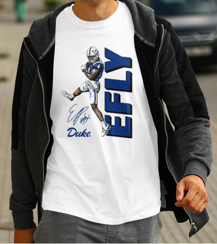 Eli Pancol #4 Duke Blue Devils EFLY Football Signature T-Shirt