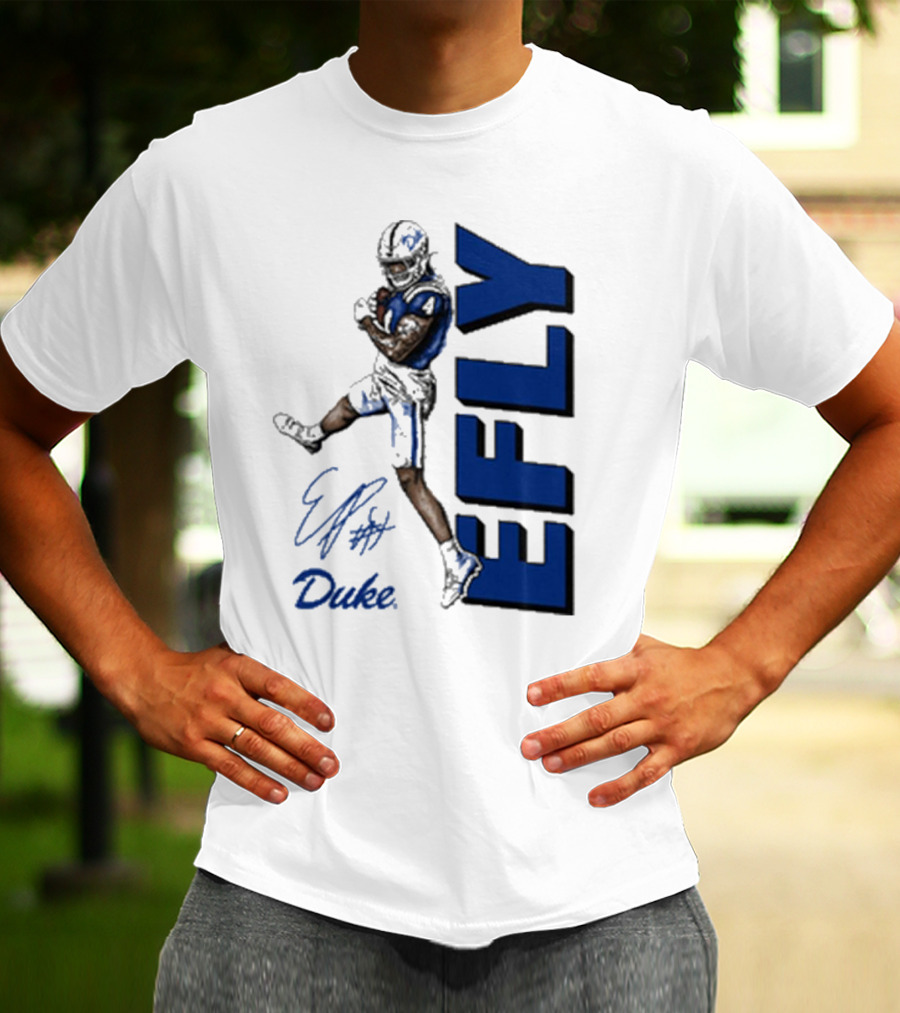 Eli Pancol #4 Duke Blue Devils EFLY Football Signature T-Shirt
