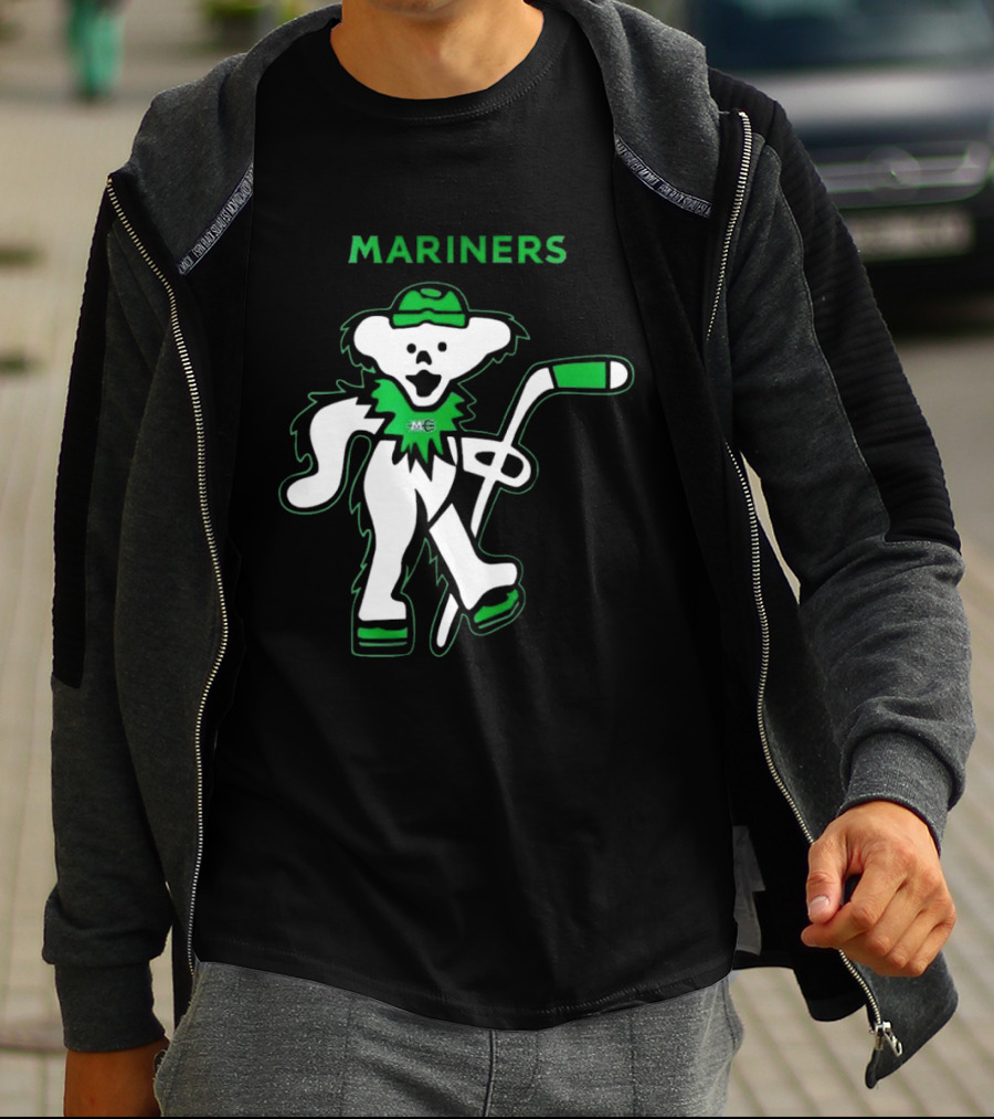 Maine Mariners 2025 Grateful Dead Night Hockey Dancing Bear T-Shirt