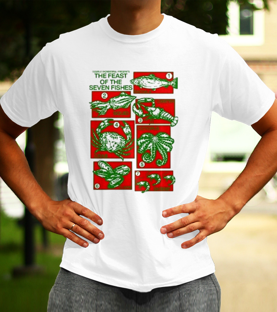 Double Wonderful Presents The Feast Of The Seven Fishes Fish Squid Lobster Crab Octopus Shrimp Clams T-Shirt