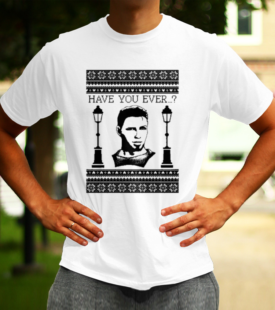 Dragon Age Alistair Have You Ever Ugly Christmas Sweater With Lamp Posts T-Shirt