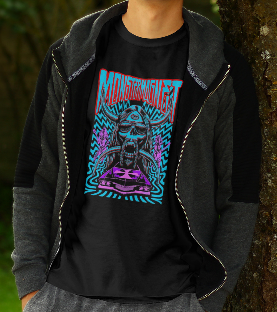 Monster Magnet Vampiric Psychedelic Skull And Car T-Shirt