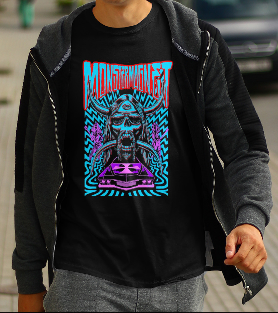 Monster Magnet Vampiric Psychedelic Skull And Car T-Shirt